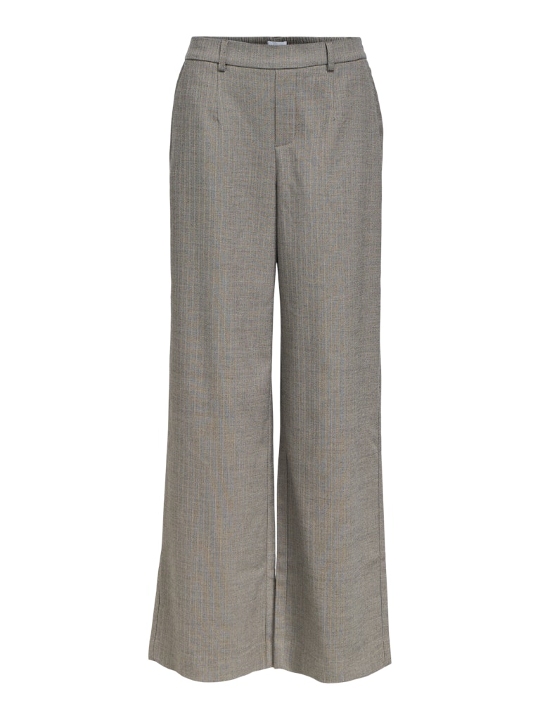 Object naisten housut ObjLisa Wide Pant, Grey Thin Beige