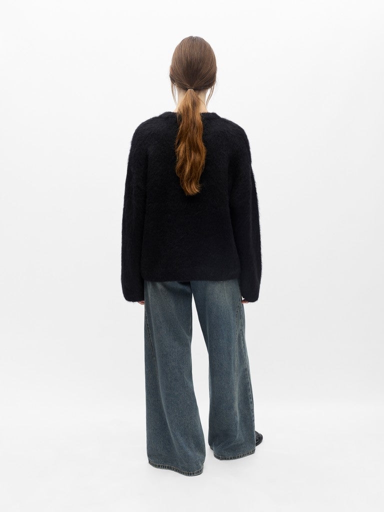 Object naisten neulepusero Harry L/S LO Knit Pullover, musta