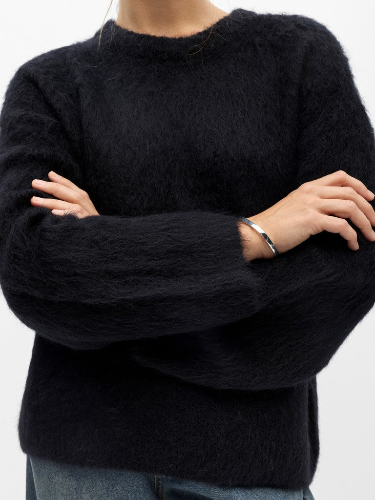 Object naisten neulepusero Harry L/S LO Knit Pullover, musta