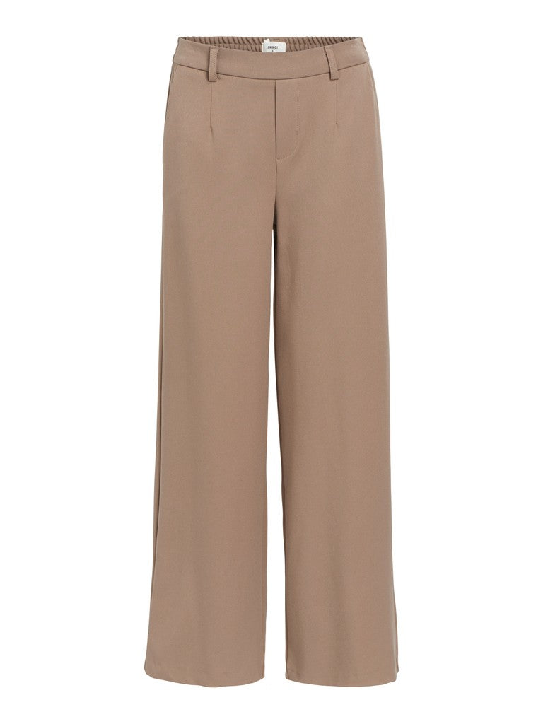 Object naisten housut OBjLisa Wide Pant, Fossil