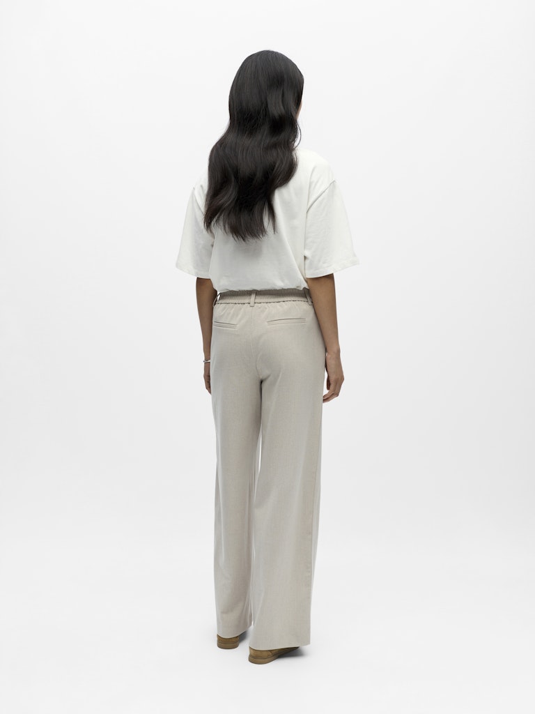 Object naisten housut OBJLISA Wide Pant, Humus Melange