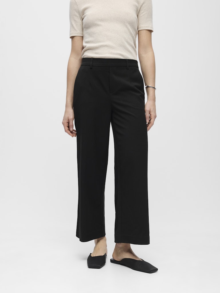 Object naisten housut OBJLisa Cropped Wide Pant Div, Black