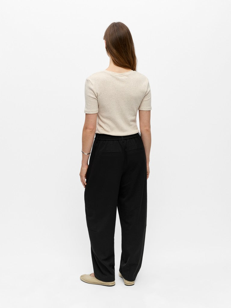 Object naisten housut Lisa HW Ankle Barrel Pant, musta