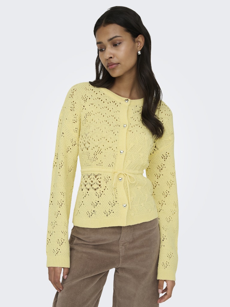 Only naisten neuletakki ONLELKE LIFE LS CARDIGAN CC KNT, keltainen