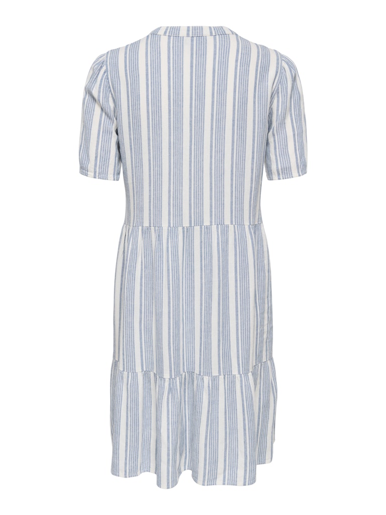 Only naisten mekko ONLTiri-Goa SS V-Neck Lin Dress, raidallinen sininen