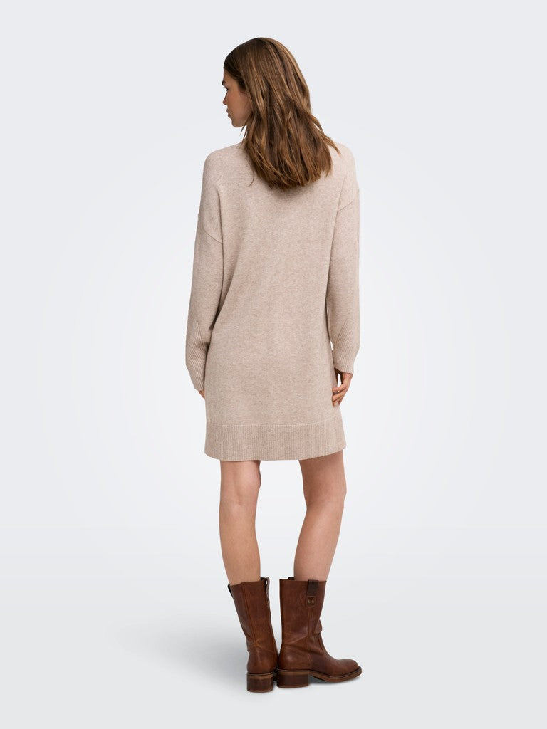 Only naisten neulemekko Princess Highneck Dress, Mocha Meringue Detail: Melange
