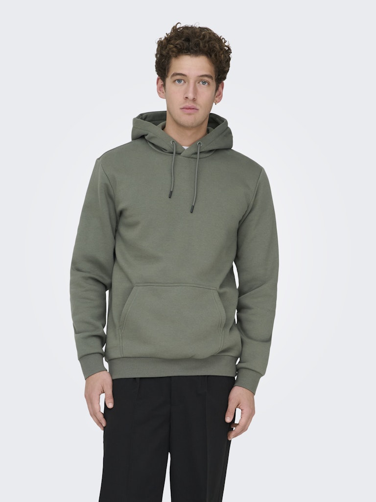 Only and Sons miesten huppari ONSCERES Hoodie Sweat, Castor Gray