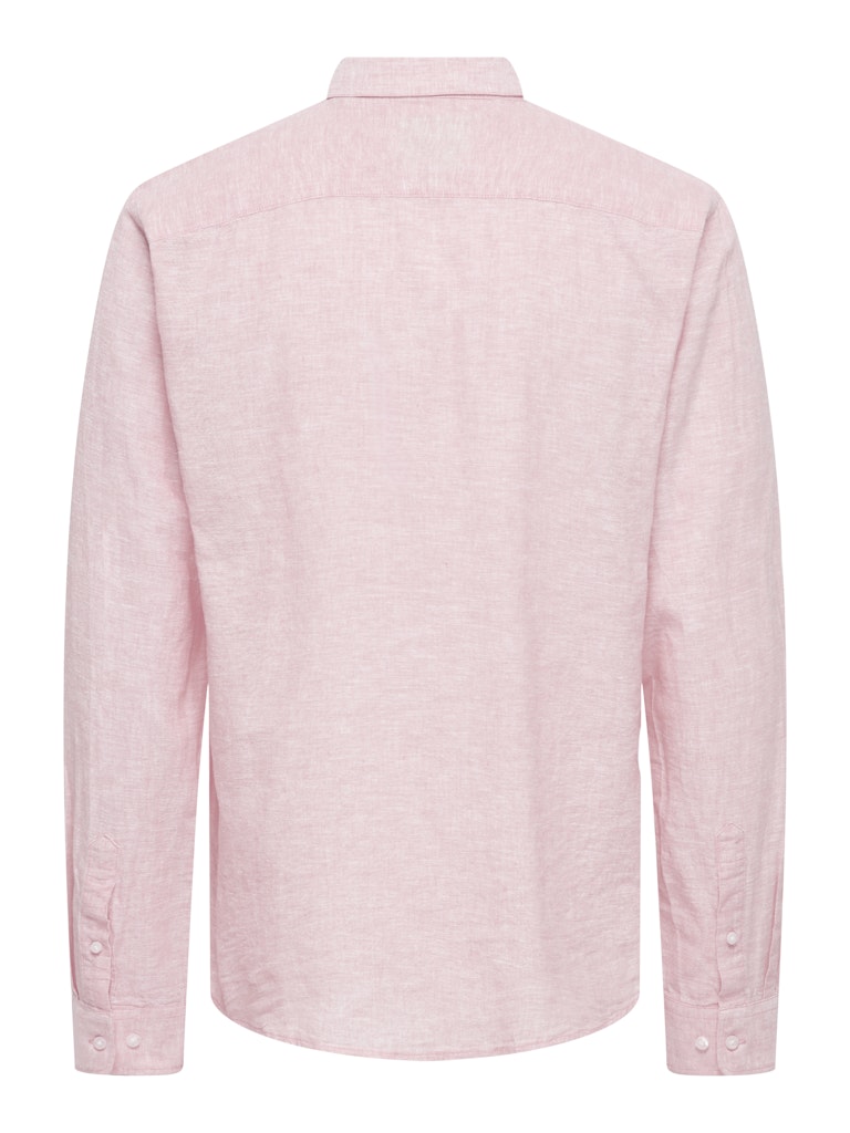 Only and Sons miesten kauluspaita ONSCaiden Life LS Solid Linen Blend Noos, Veiled Pink