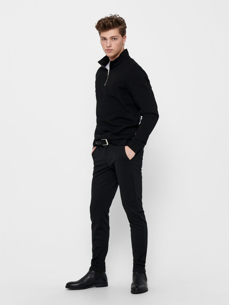 Only & Sons miesten collegepaita OnsCeres Half Zip, musta