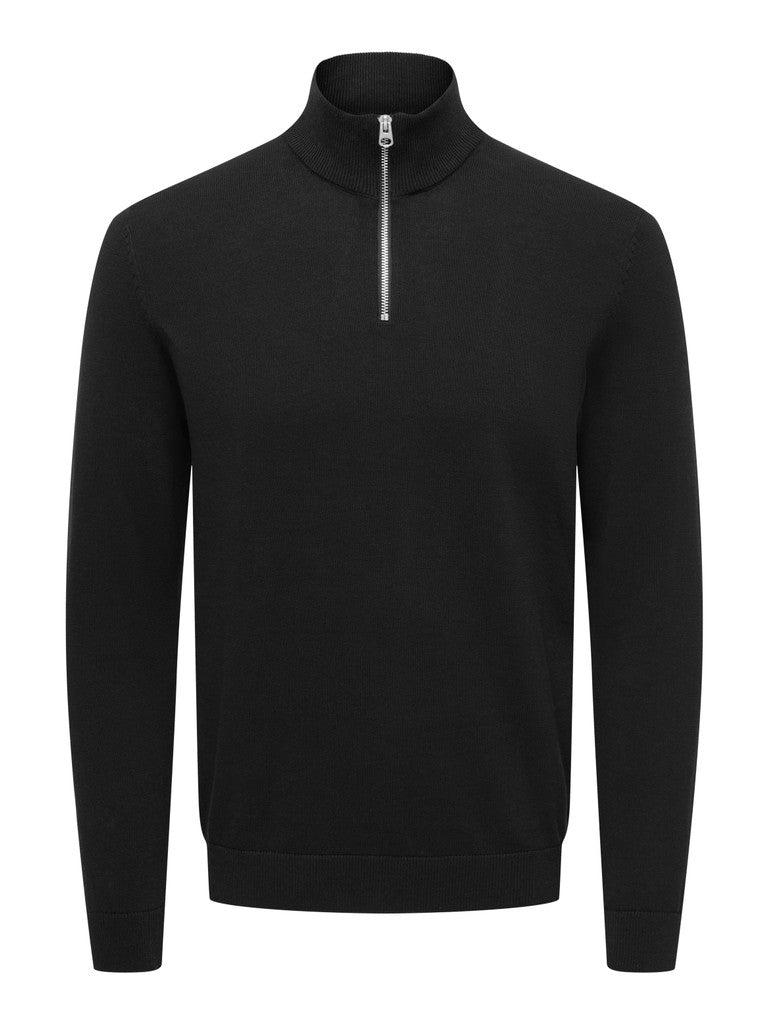 Only and Sons miesten neulepusero Alex Half Zip, musta