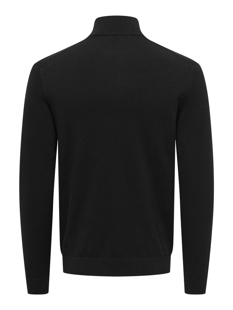 Only and Sons miesten neulepusero Alex Half Zip, musta