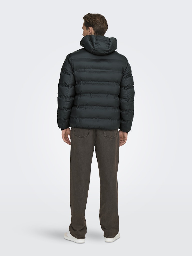 Only and Sons miesten takki K UNION SEAMLES LIFE HOOD PUFFER JACKET, musta