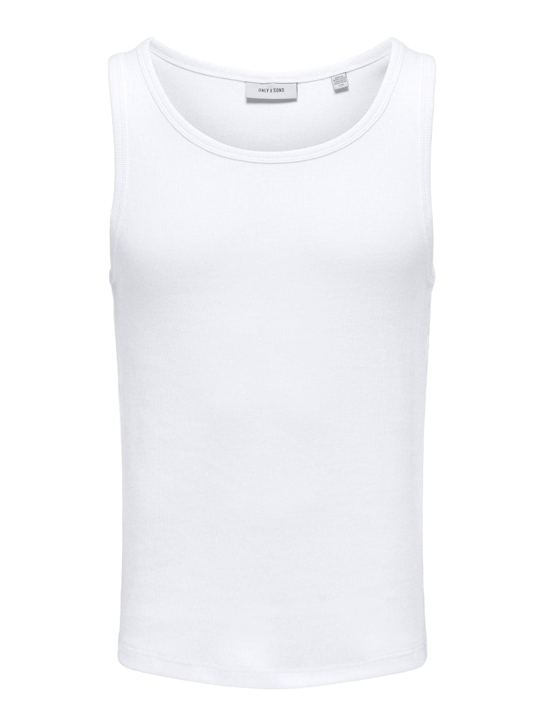 Only & Sons miesten hihaton paita ONSTanner, valkoinen