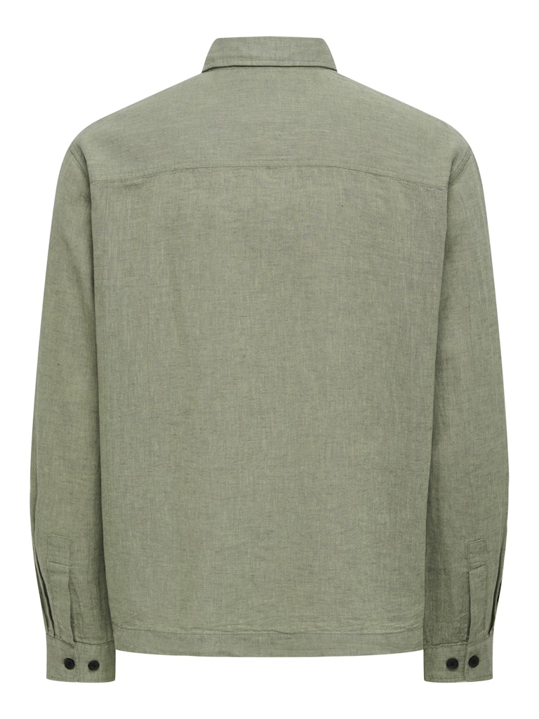 Only and Sons miesten paitatakki ONSCaiden LS Overshirt Linen Blend, Swamp