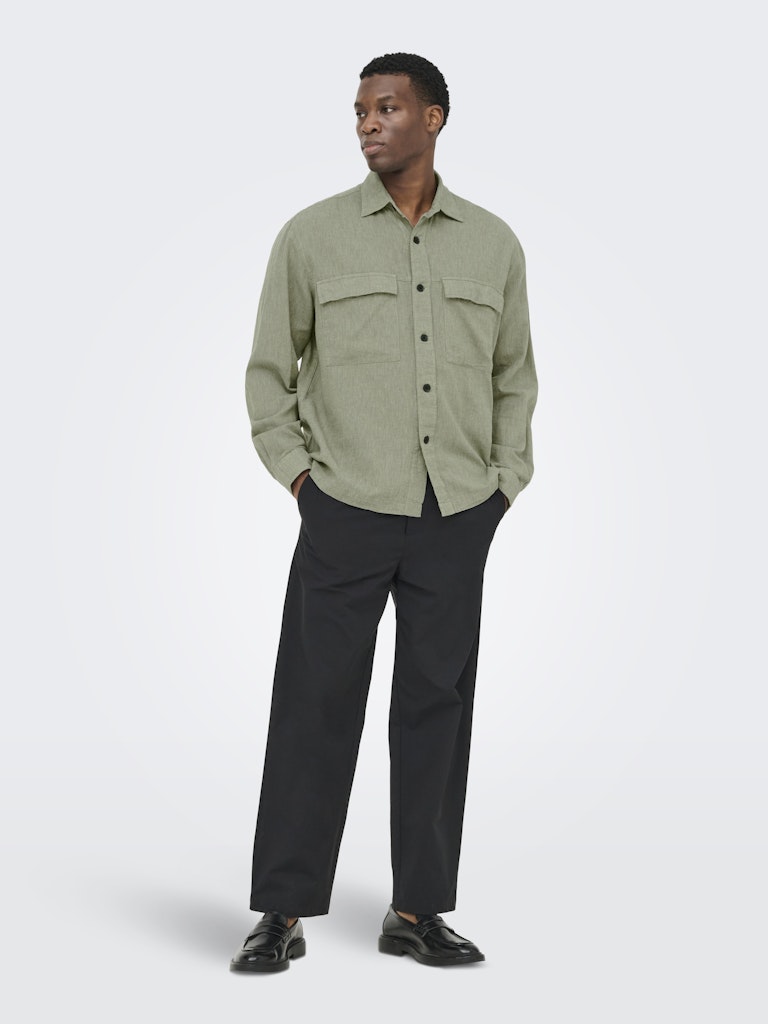 Only and Sons miesten paitatakki ONSCaiden LS Overshirt Linen Blend, Swamp