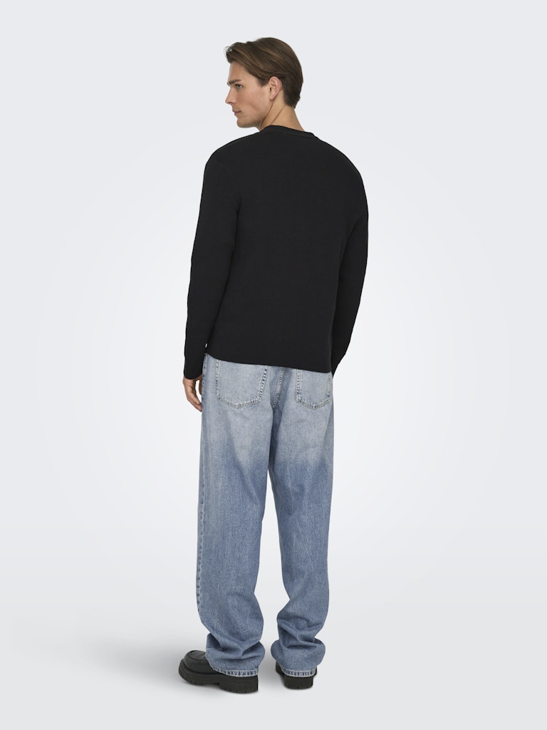 Only and Sons miesten neuletakki ONSTING LIFE REG LS CARDIGAN KNIT NOOS, musta