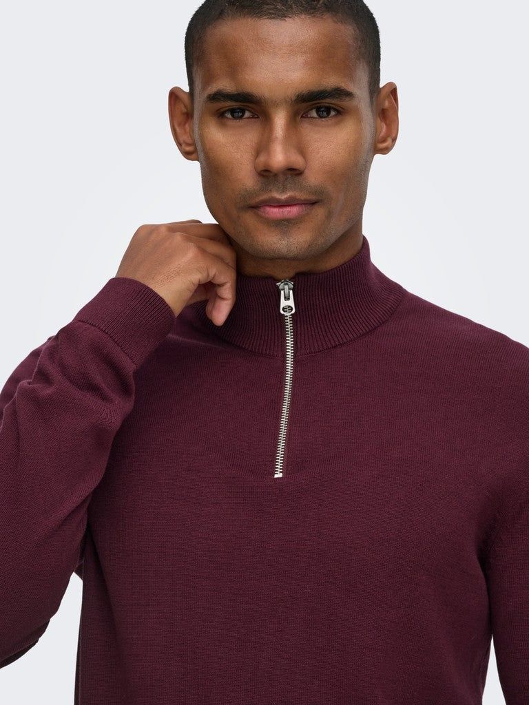 Only and Sons miesten neulepusero Alex Half Zip, Port Royale