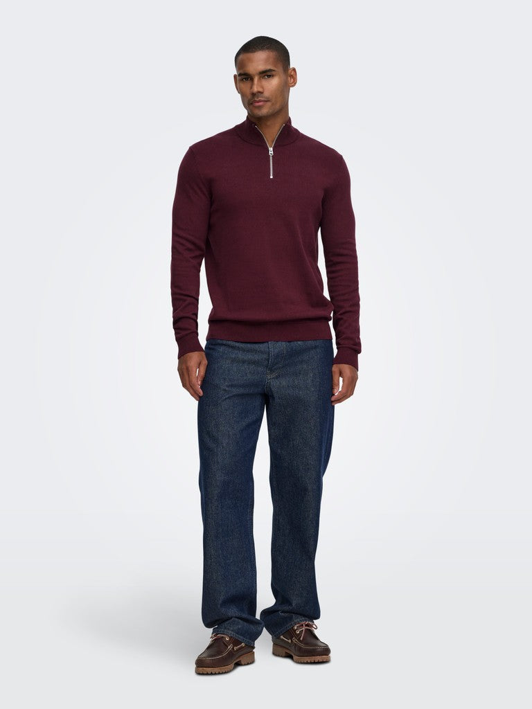 Only and Sons miesten neulepusero Alex Half Zip, Port Royale