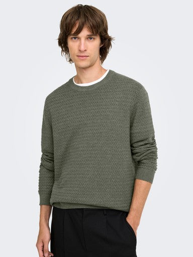 Only and Sons miesten neulepusero Loui, Castor Gray