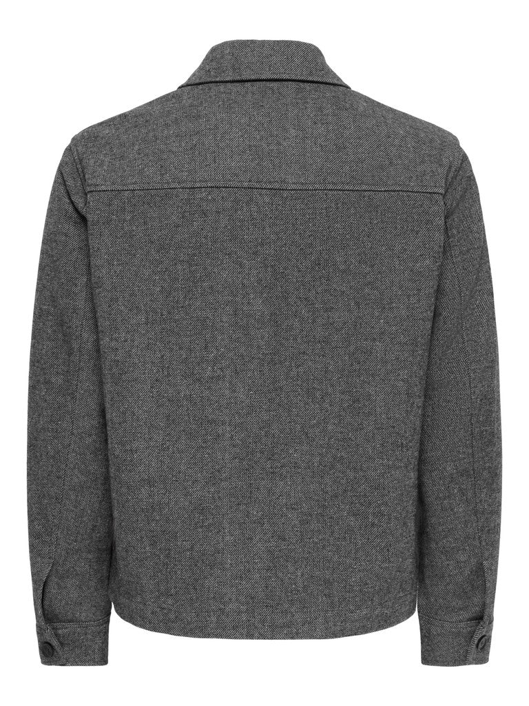Only & Sons miesten paitatakki Luton Overshirt, Anthracite Melange