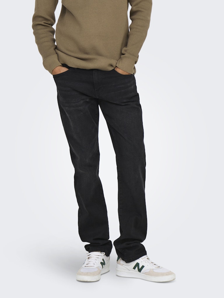 Only and Sons miesten farkut ONSWEFT REGULAR BLACK 8638 MAT DNM NOOS, Black Denim