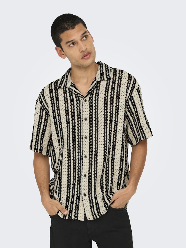Only and Sons miesten paita ONSDani Crochet SS Shirt Noos, Cloud Dancer