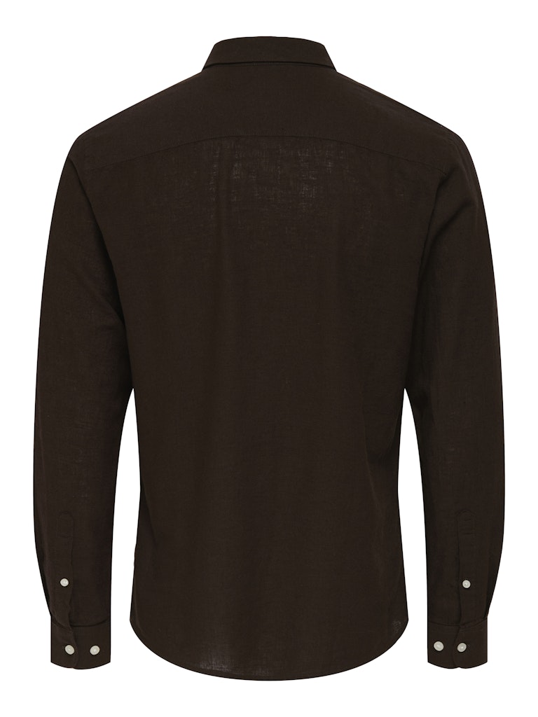 Only and Sons miesten kauluspaita ONSCaiden Life LS Solid Linen Blend H, Coffee Bean