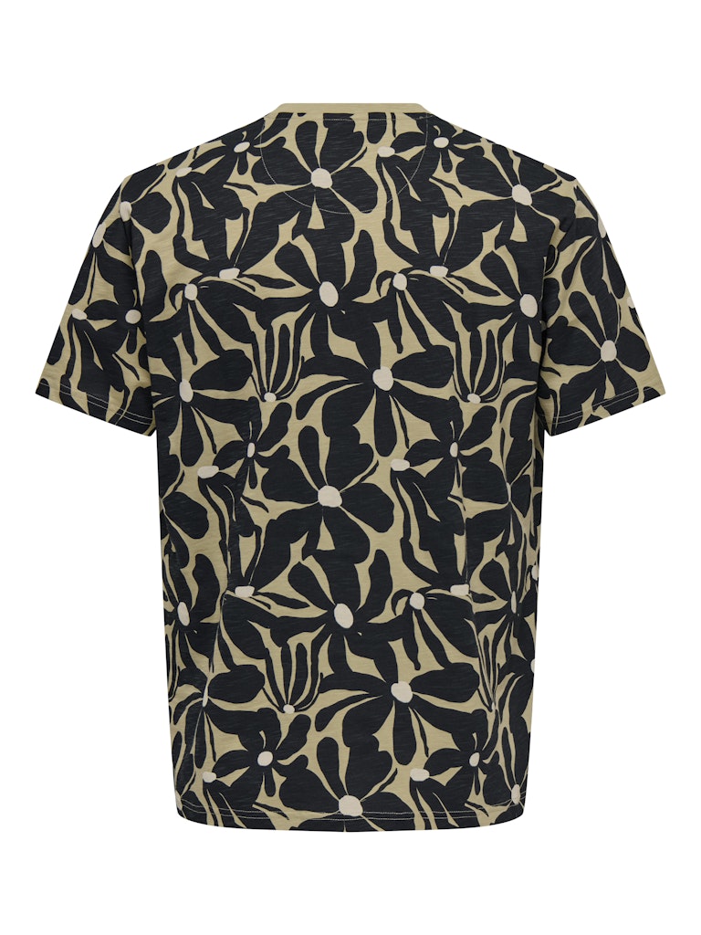 Only and Sons miesten t-paita ONSPerry Life Reg Leaf AOP SS Tee H, Silver Lining JET BL