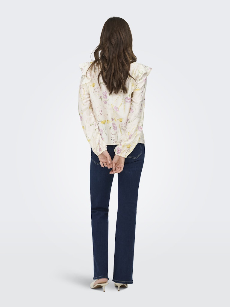 Only naisten pusero ONLJeona L/S Tie Aop Top Wvn, Valkopohjainen kuosi