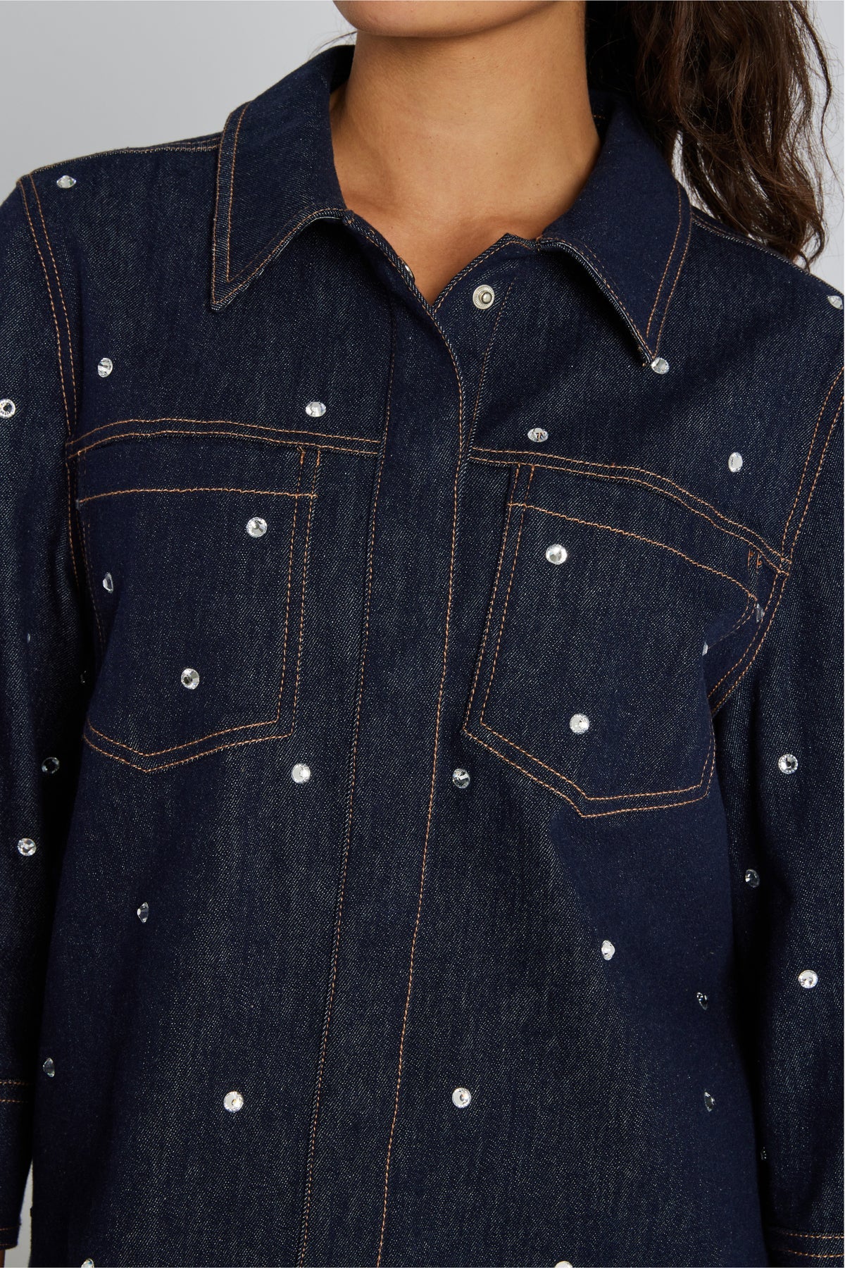Philosophy Blues Original naisten farkkupaita Shine Denim Shirt, tummansininen