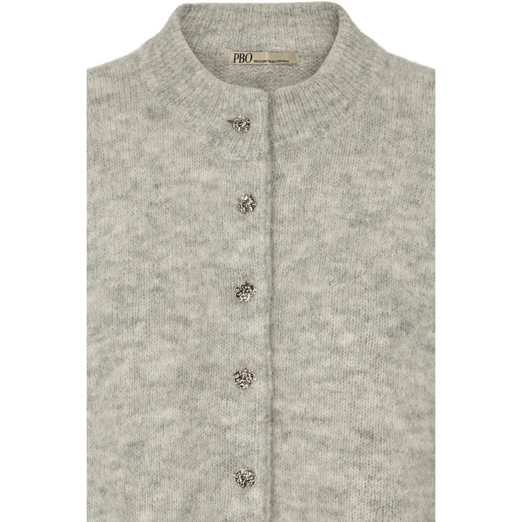 Philosophy Blues Original naisten neuletakki Andrea Knit Cardigan, vaaleanharmaa meleerattu