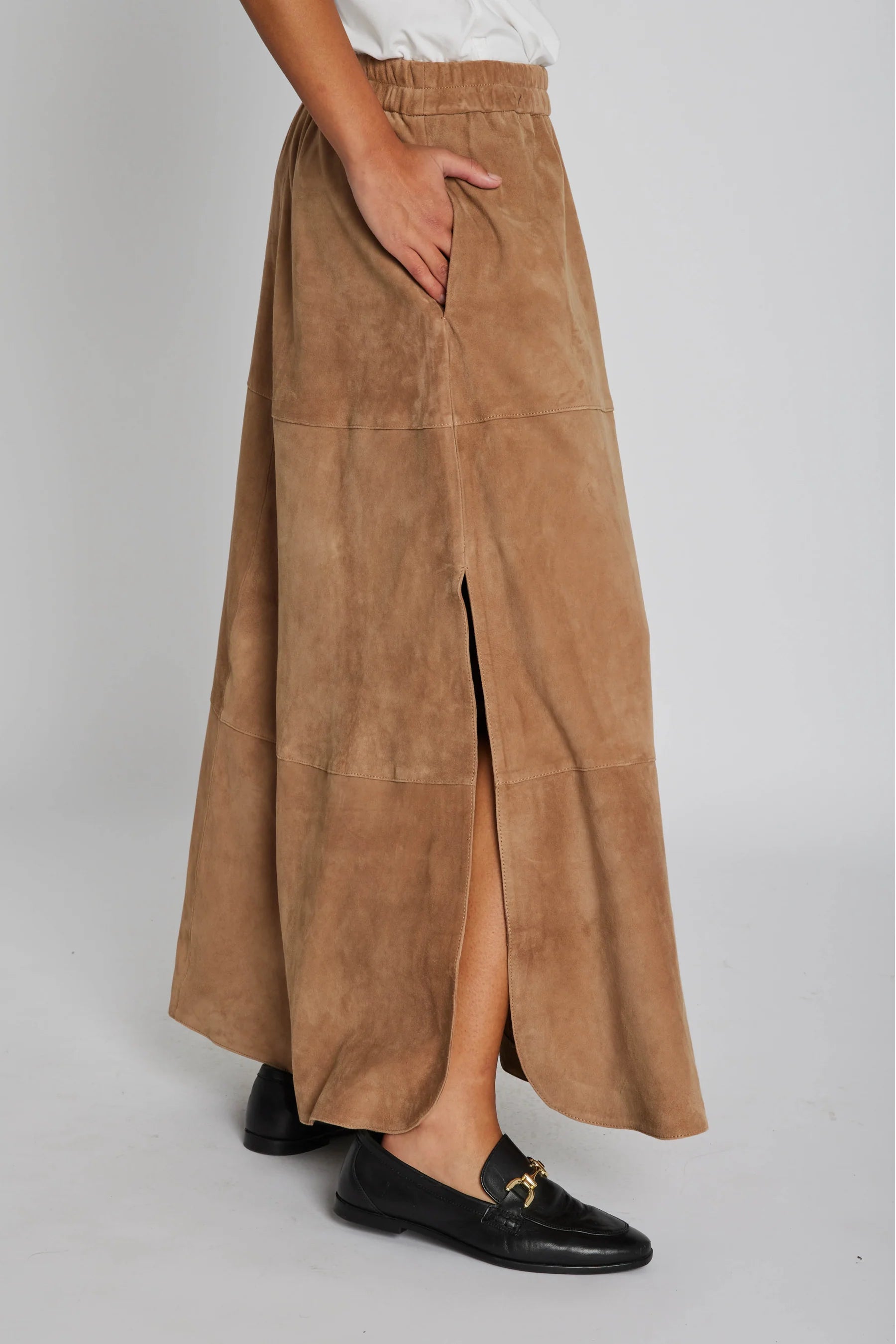 Philosophy Blues Original naisten hame Jono Suede Long Skirt, kameli
