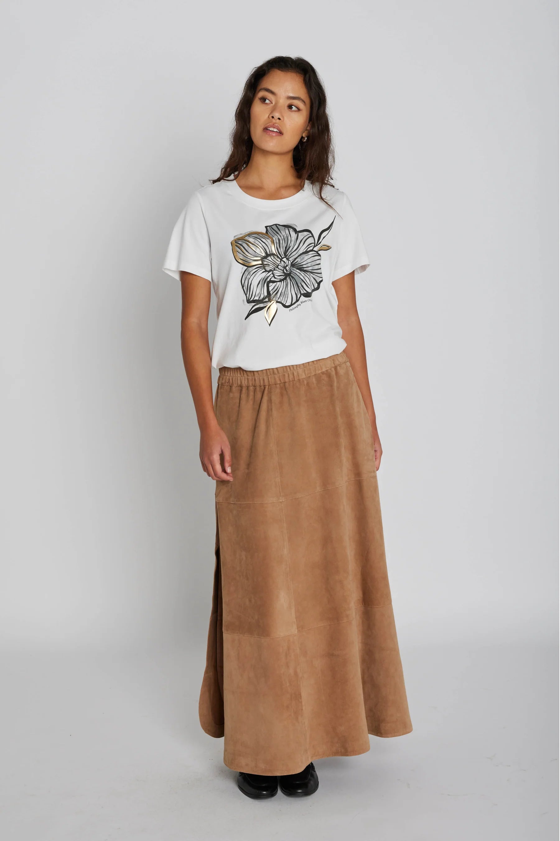 Philosophy Blues Original naisten hame Jono Suede Long Skirt, kameli