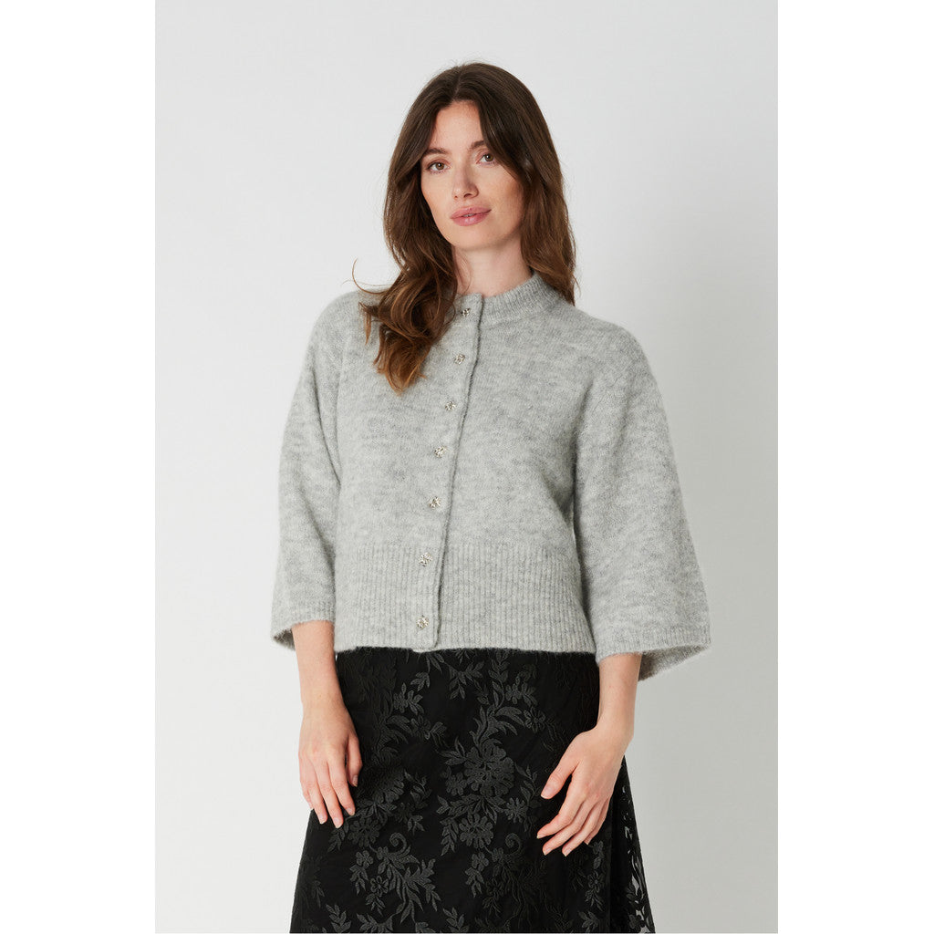 Philosophy Blues Original naisten neuletakki Andrea Knit Cardigan, vaaleanharmaa meleerattu