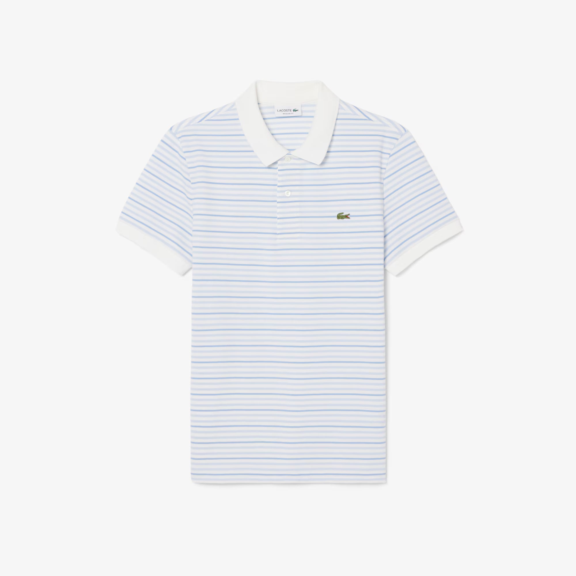 Lacoste miesten pikeepaita Striped Mini Piqué Polo, raidallinen valkoinen