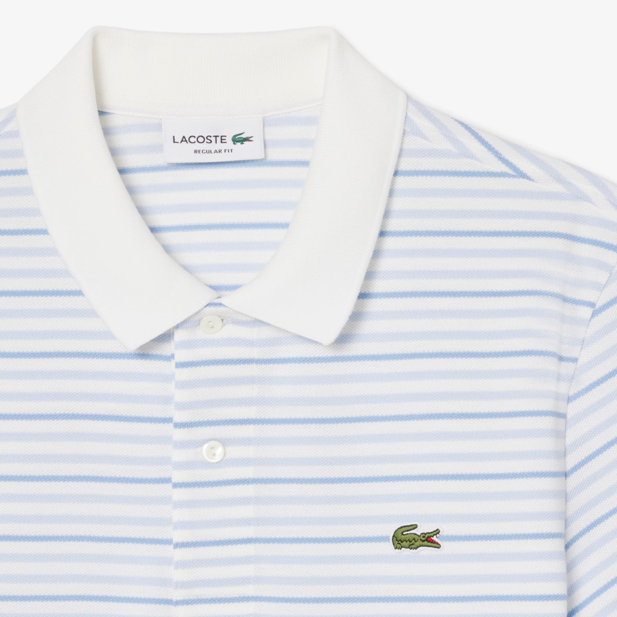 Lacoste miesten pikeepaita Striped Mini Piqué Polo, raidallinen valkoinen