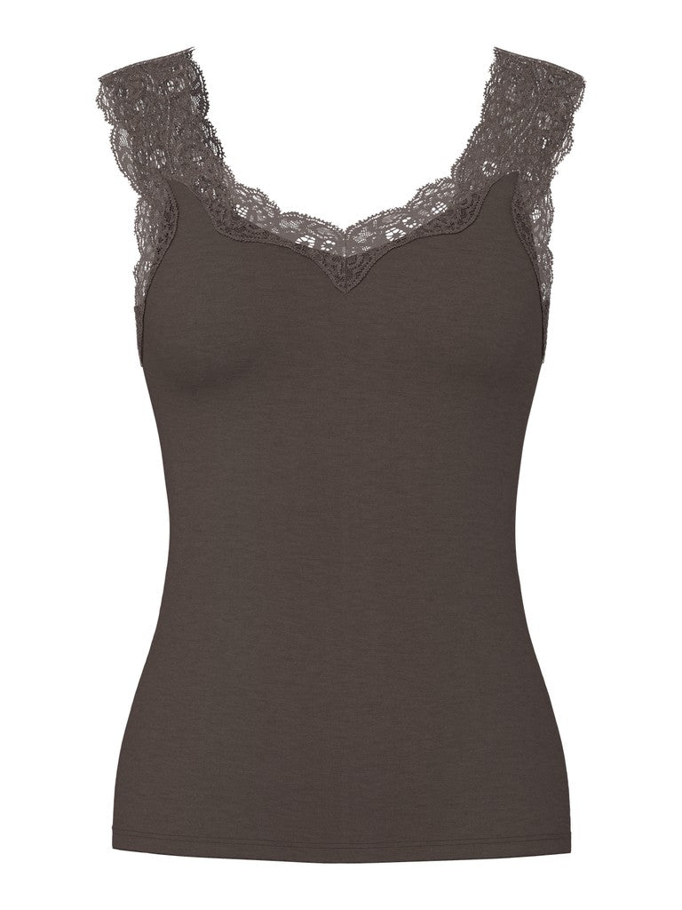 Pieces naisten toppi PCBarbera Lace Sleeveless Top, Hot Fudge