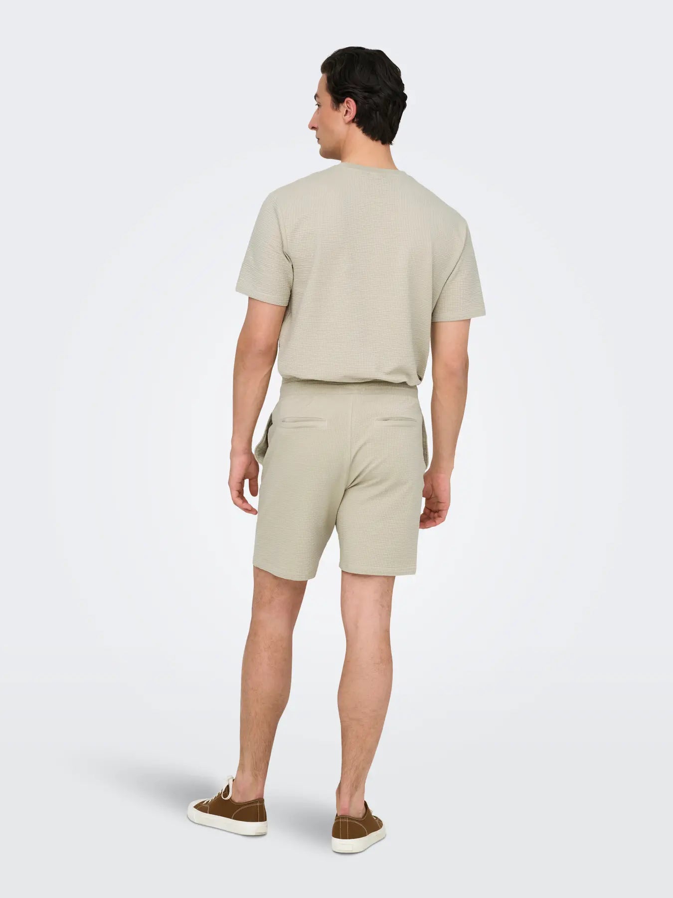 Only and Sons miesten shortsit ONSKIAN Life Reg Seersucker Shorts, silver lining