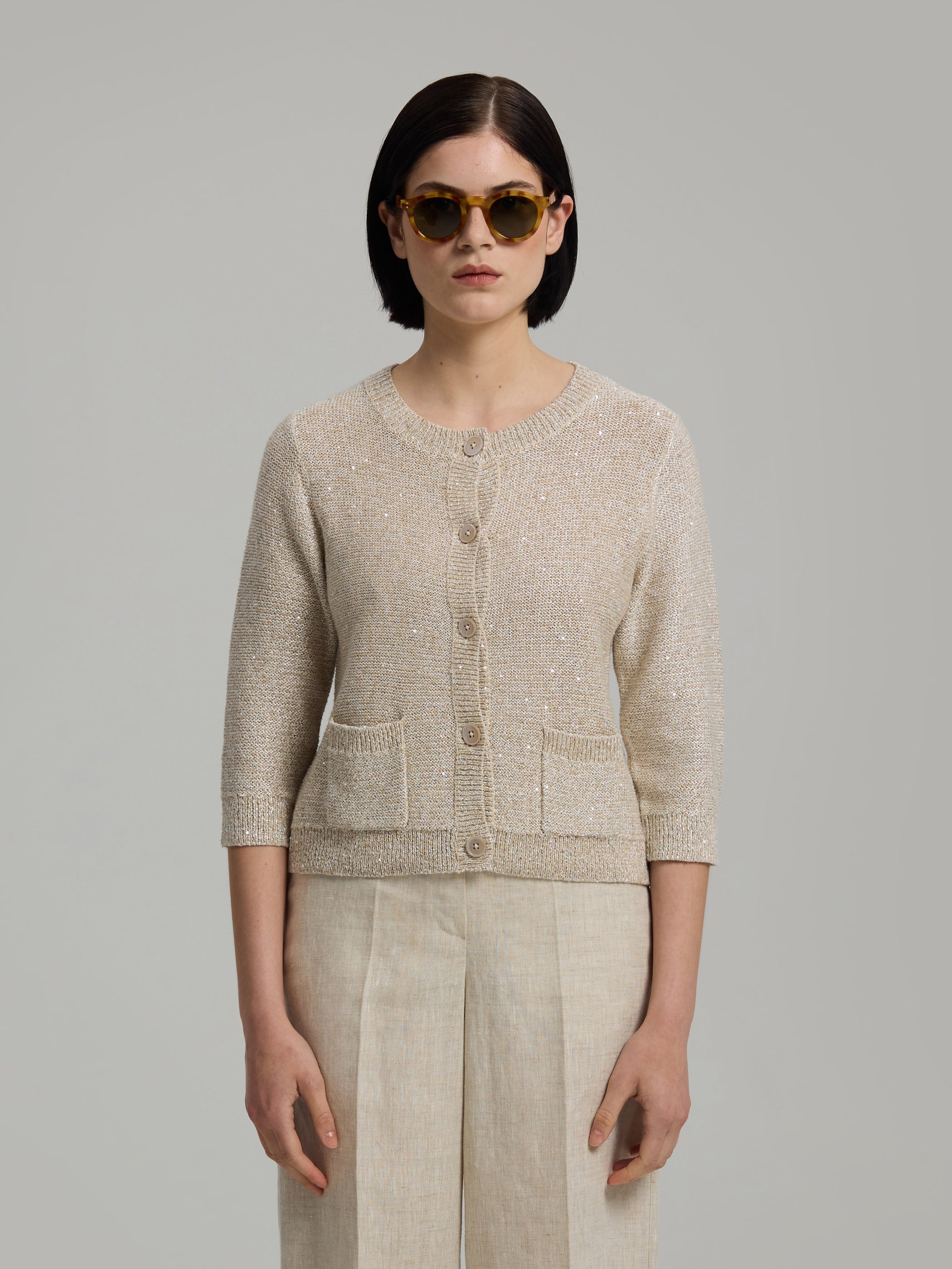 Andiata naisten neuletakki Palmer Cardigan, kullankeltainen