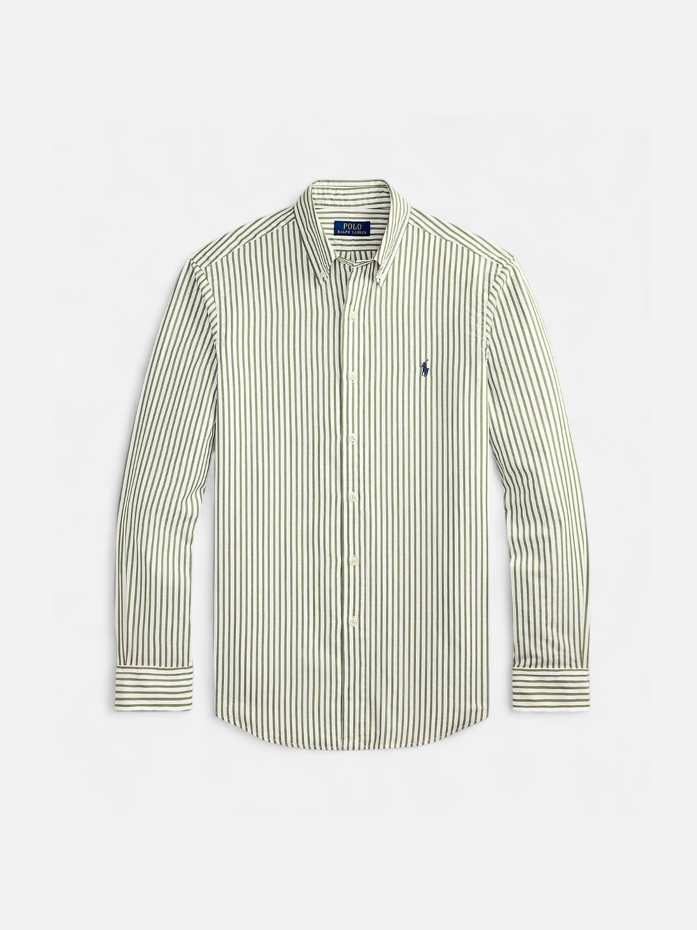 Polo Ralph Lauren miesten kauluspaita Long Sleeve Shirt Cotton Stripe, raidallinen vihreä - Kekäle.fi