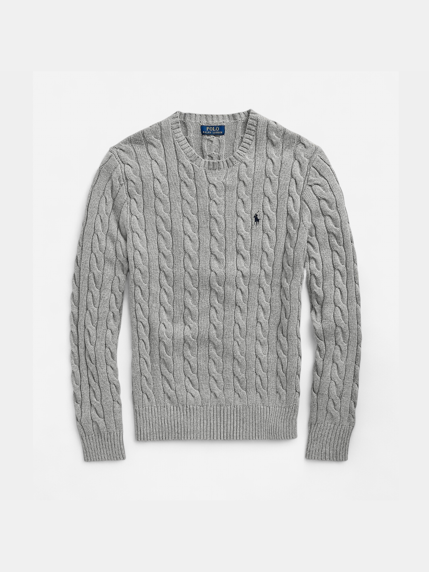 Polo Ralph Lauren miesten neulepaita Cotton Cable LS Drive Pullover, keskiharmaa - Kekäle.fi