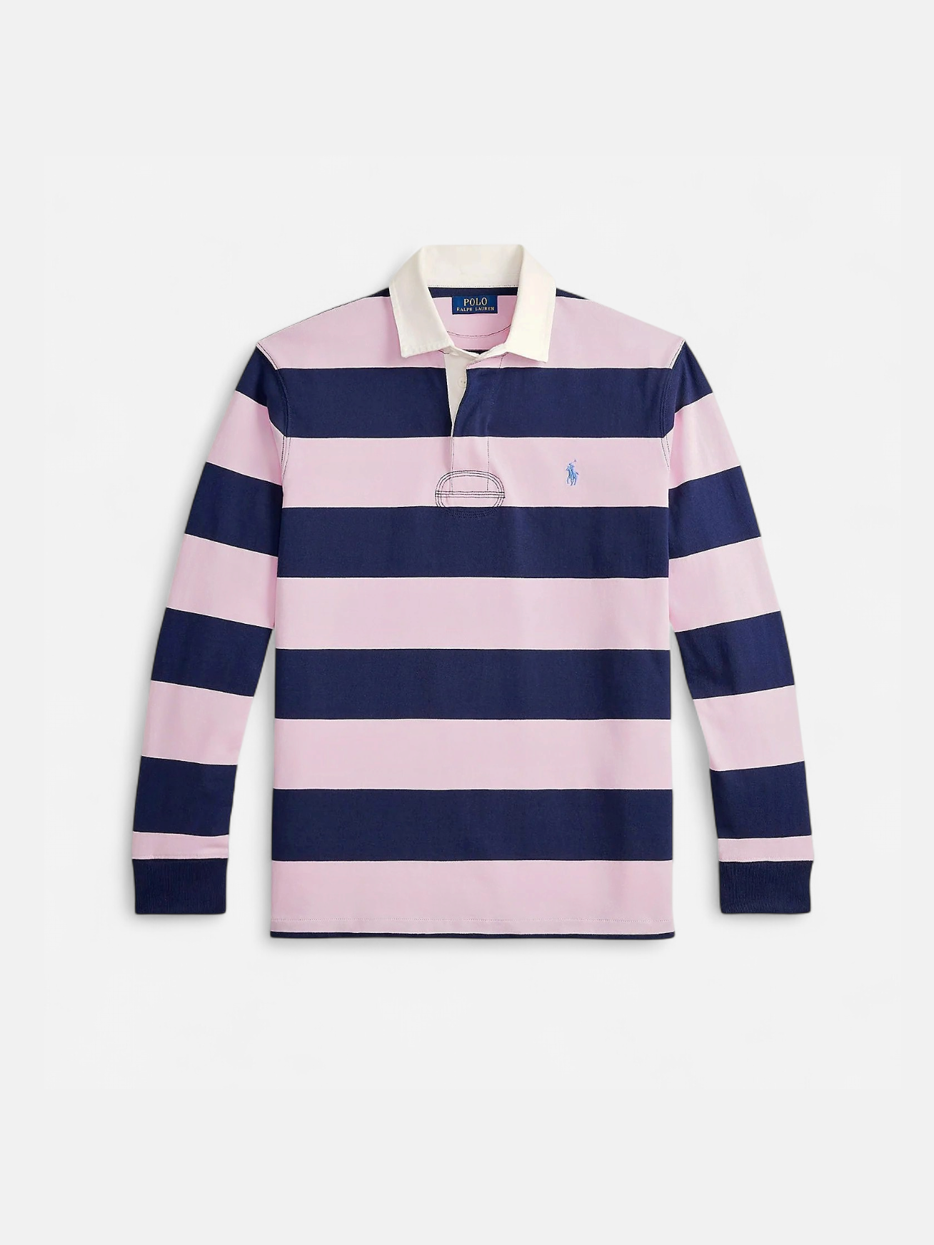 Polo Ralph Lauren miesten pikeepaita LS Rugby M3 Long Sleeve-Knit, raidallinen pinkki - Kekäle.fi