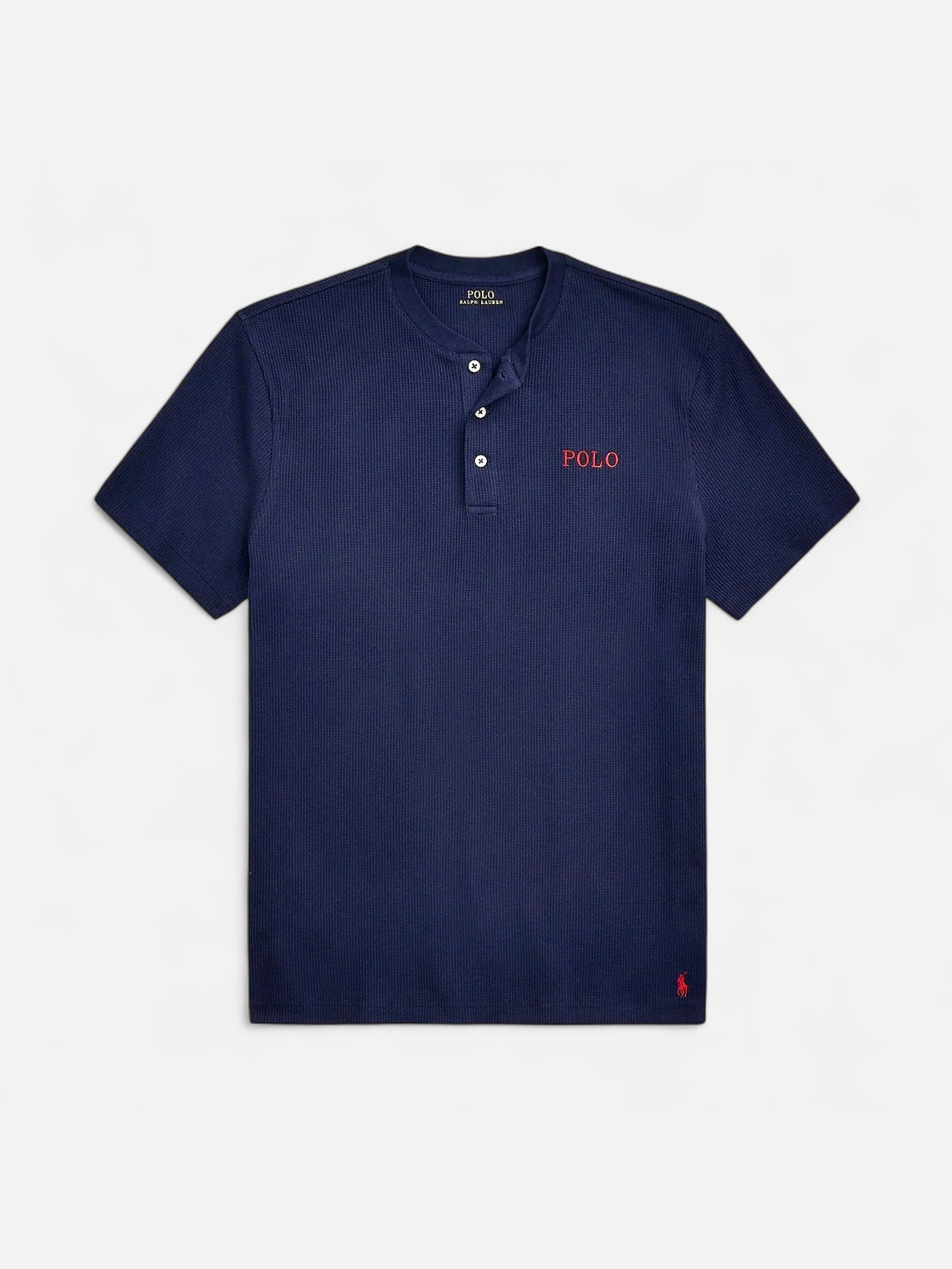 Polo Ralph Lauren miesten t-paita SS Henley Waffle Top, summansininen - Kekäle.fi