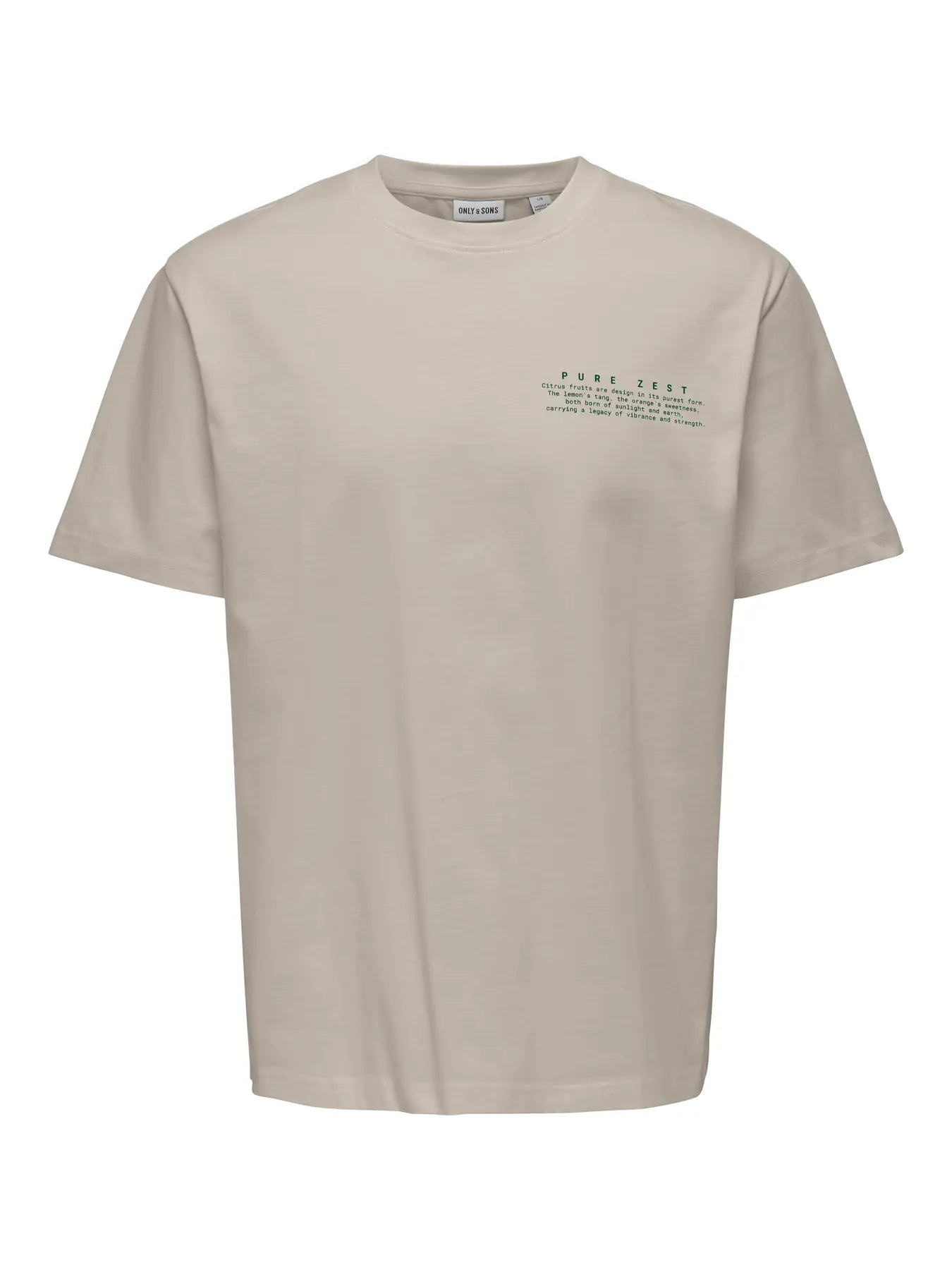 Only and Sons miesten t-paita Onsfred Life RLX SS Print Tee, Silver Lining Citros