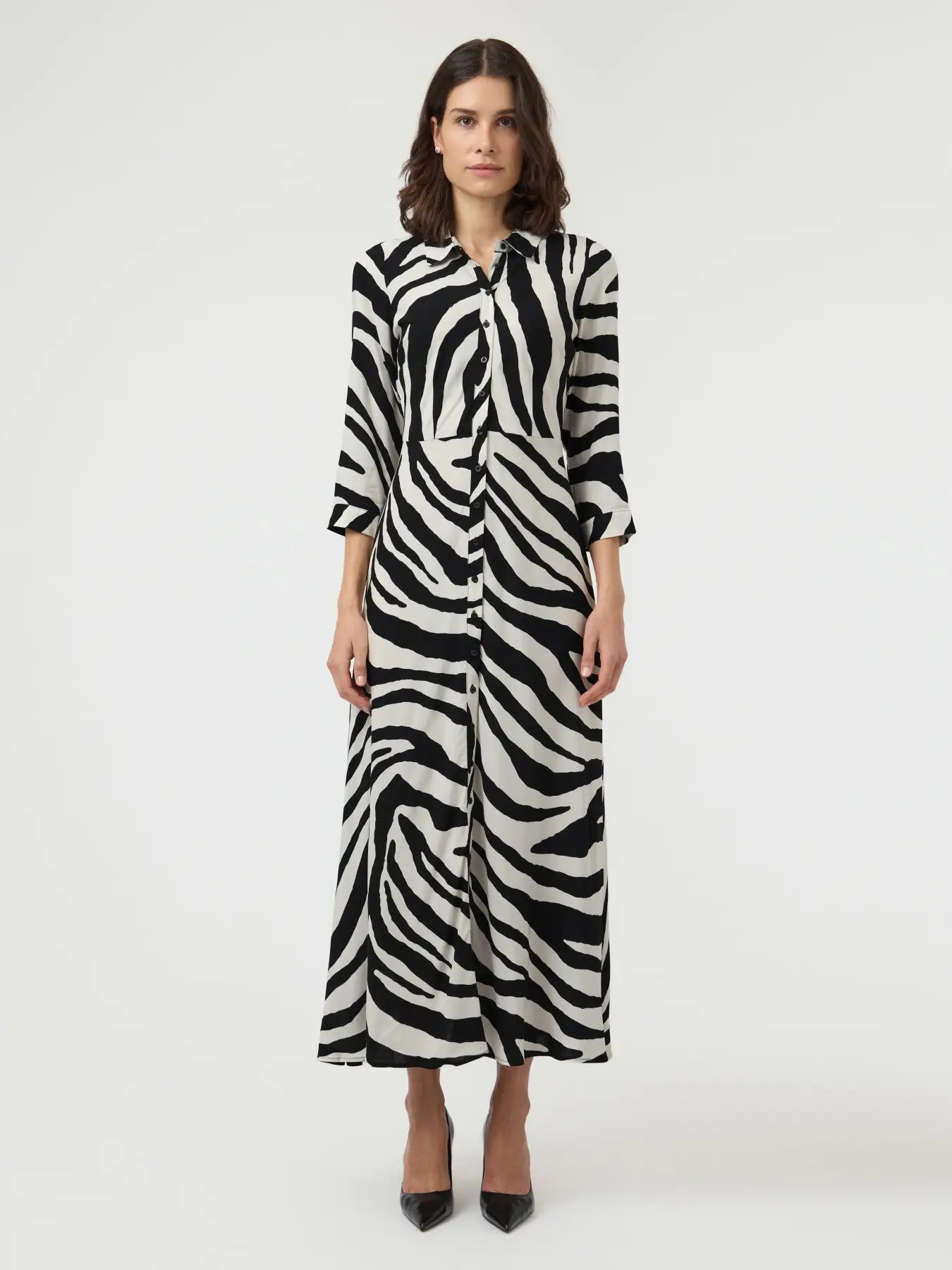 Y.A.S mekko Yassavanna Long Shirt Dress, Birch Zebra Print