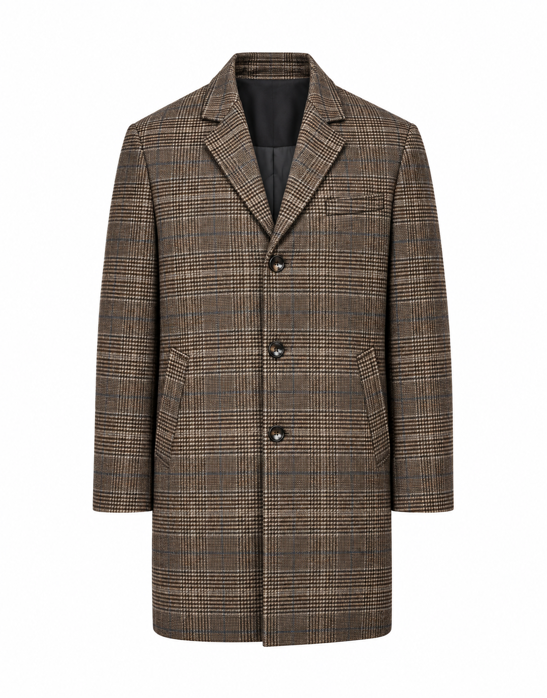 Gino Marcello miesten villakangastakki Checked Wool Coat, ruskea ruutu