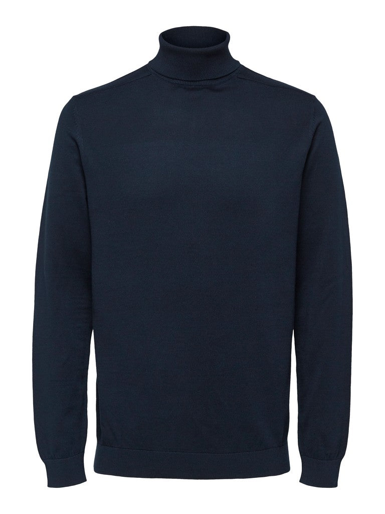 Selected miesten neulepusero Slhberg Roll Neck B Noos, Navy Blazer Melange
