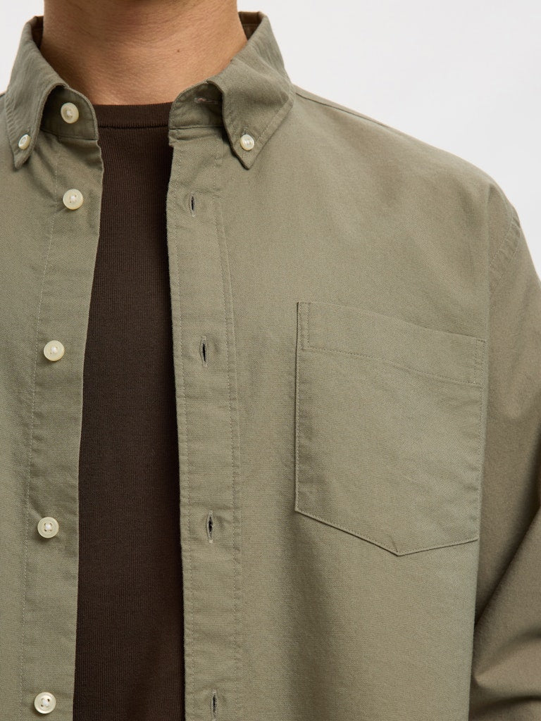 Selected kauluspaita K SLMREGCOLE RICK-OX SHIRT LS, vetiver