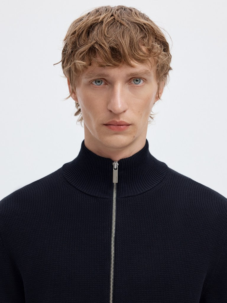 Selected miesten neuletakki Dane Ls Knit Reg Structure Full Zip, Sky Captain