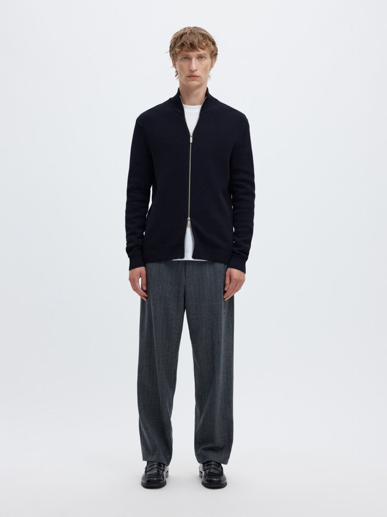 Selected miesten neuletakki Dane Ls Knit Reg Structure Full Zip, Sky Captain